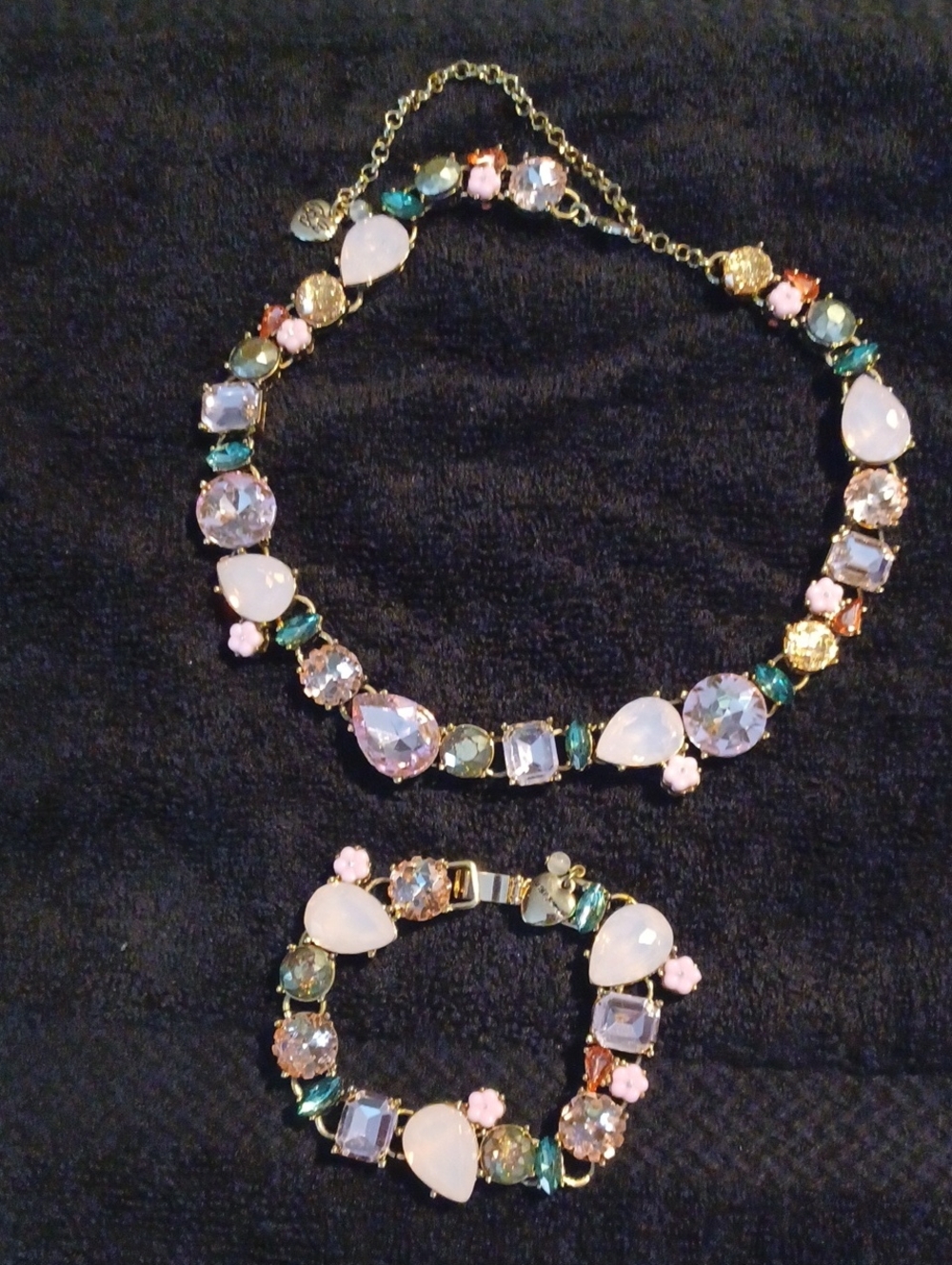 Besty Johnson Gold-Tone Multi-Color Crystal Necklace and Bracelet Set